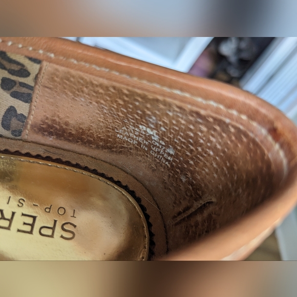 SPERRY • Brown Patent Leather Open Peep Toe Wedge Slip On Heels Seaport Size 6M - Picture 8 of 9